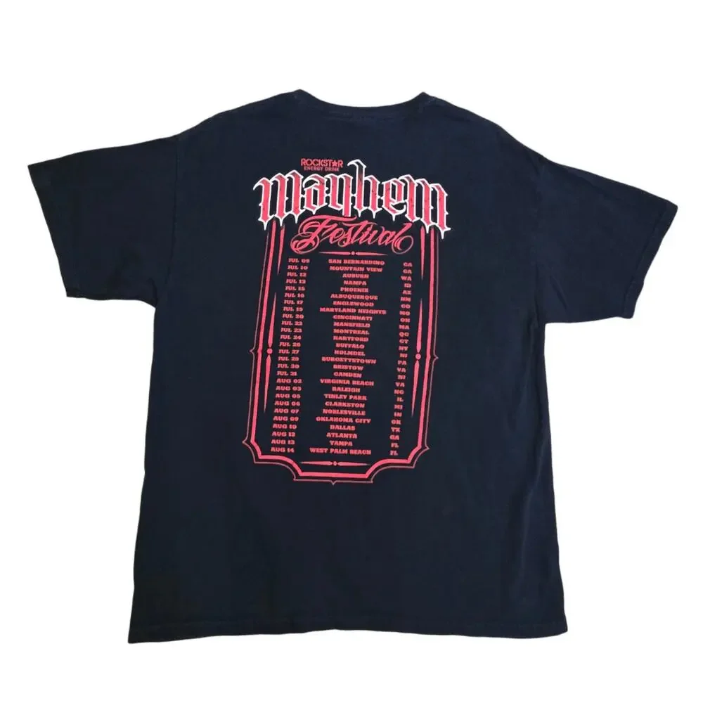Mayhem Festival Tshirt Size L Rockstar Energy Drink Tour Black Concert Tee 2011